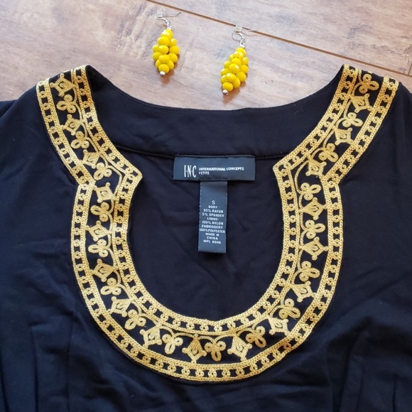 INC little black and yellow dress - Picture 2 of 8